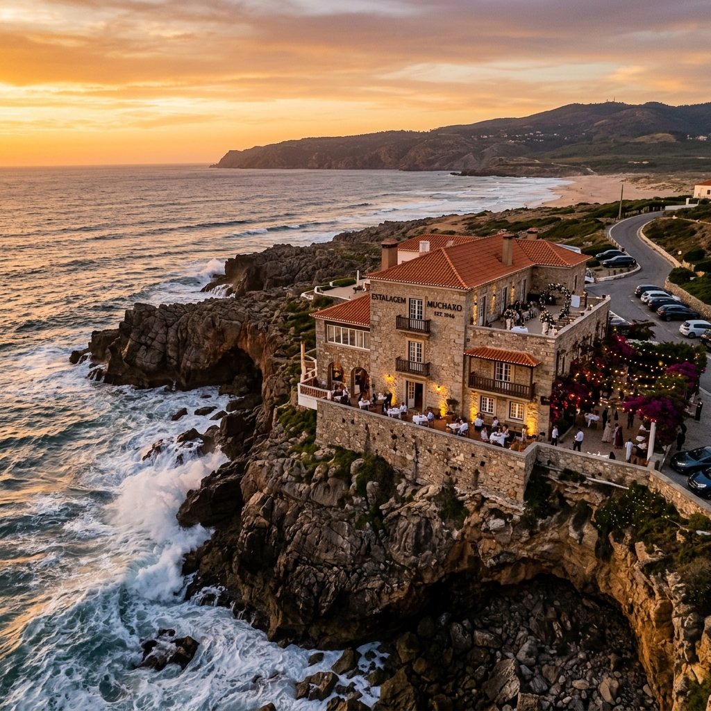 Vista exterior da Estalagem Muchaxo sobre as falésias do Guincho